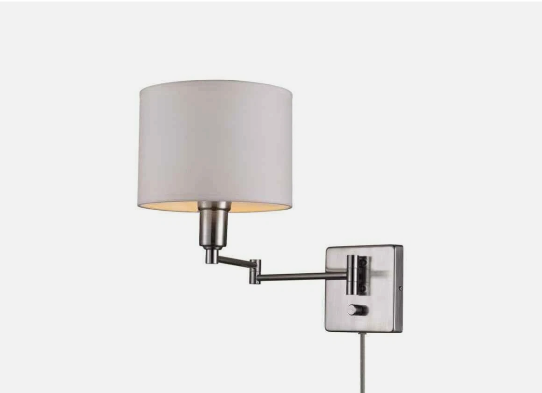 Globe Electric Anderson 1-Light Brushed Steel Plug-In or Hardwire Wall Sconce