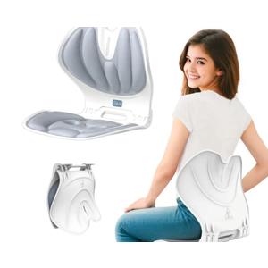 Foldable Lumbar Back Support Chair Ergonomic Curve for Posture Corrector Back Pain Relief Perfect for Floor Seat Officework Homework Small Size for Children Teenagers Youth (Greyblue)