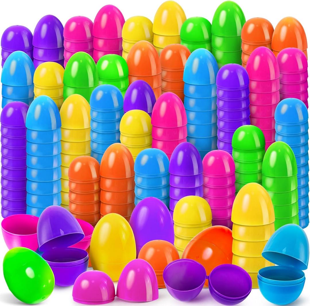 Easter Eggs, 2.5" Empty Easter Eggs Fillable, Colorful Plastic Eggs Bulks for Easter Hunt, Party Favor, Basket Stuffers Filler, Classroom Prize Supplies(198 Pack)