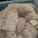 Bedsure Calming Dog Bed Medium Size Dog - Donut Washable Medium Pet Bed, 30 inches Anti-Slip Round Fluffy Plush Faux Fur Cat Bed, Fits up to 45 lbs Pets, Camel