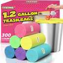 T.FORING 300 Count 1.2 Gallon Trash Bags - 4.5 Liter Colored Small Garbage Bags Unscented Mini Can Liners Leakproof & Tear Resistant for Bathroom, Office, Home