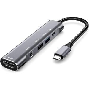 USB C to HDMI Adapter Dex Dock for Galaxy S25/S24/S23/S22/Note20/TabS9/S8/S7,Type-c hub with 3.5mm Audio Jack,4K HDMI,USB3.0,PD 60W,Adapter for iPhone 15/iPad Air 4/5,iPad mini 6,Nintendo Switch1