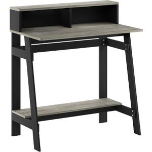 Furinno Simplistic A Frame Computer Desk, Black/French Oak Grey with Monitor Stand, A Frame Computer Desk, Office Desk, for Home Office, Bedroom, Study Room, Dorm, 32 inches