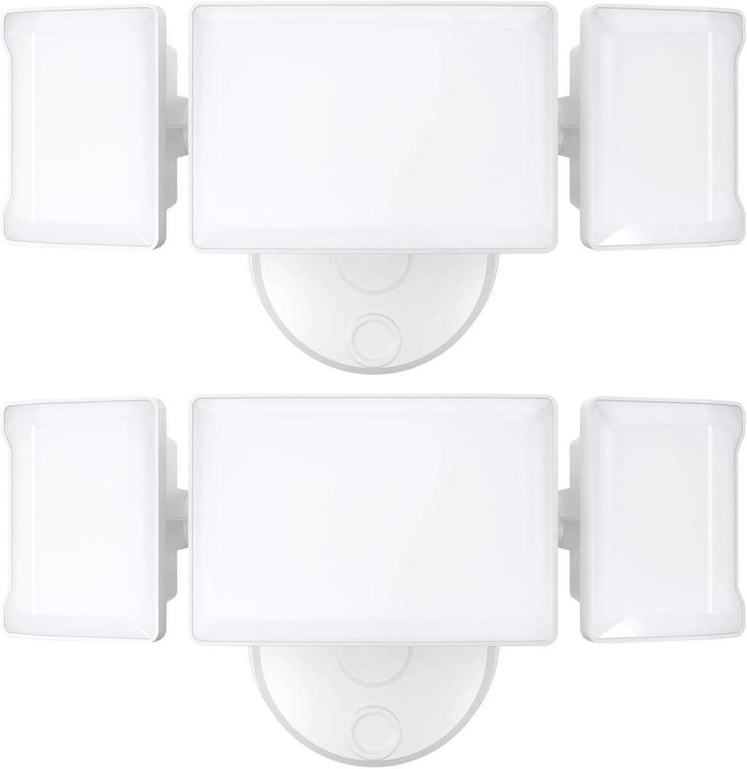 Olafus 60W Flood Lights Outdoor 2 Pack, Switch Controlled LED Security Lights 6000LM, 6500K Outside Floodlight, IP65 Waterproof Exterior Light Fixture for House, Yard, Garage, Wall/Eave Mount White