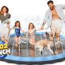 Non-Slip Splash Pad for Kids and Dogs, Hyperzoo 102" Extra Large Sprinkler Splash Pad for Kids Ages 4-8, Thickened Sprinkler Play Mat Backyard Summer Outdoor Water Toy for 3 Age+ Toddlers Boys Girls