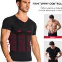 Nebility Mens Compression Shirt Shapewear V Neck Short Sleeve Body Shaper T Shirt Slimming Undershirt Workout (Black, XL)