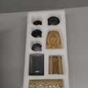 Rustic Wooden Tray with 8 Brown Glass Votive Candle Holders, Decorative Tea Light Holder Set for Mantel, Centerpiece, Dining Table Centerpiece Set, and Home Decor(Set of 8 Pieces)