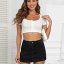 Denim Skort Women Stretch Denims Mini Skirt for Womens High Waist Denim Skirt Women Mini Jean Skirt Fashions Jeans Skort (Black, XL)