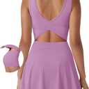SUUKSESS Tennis Dress with Shorts Underneath Easy Peasy Athletic Dress for Women Golf Workout Active Dresses (Pink, L)