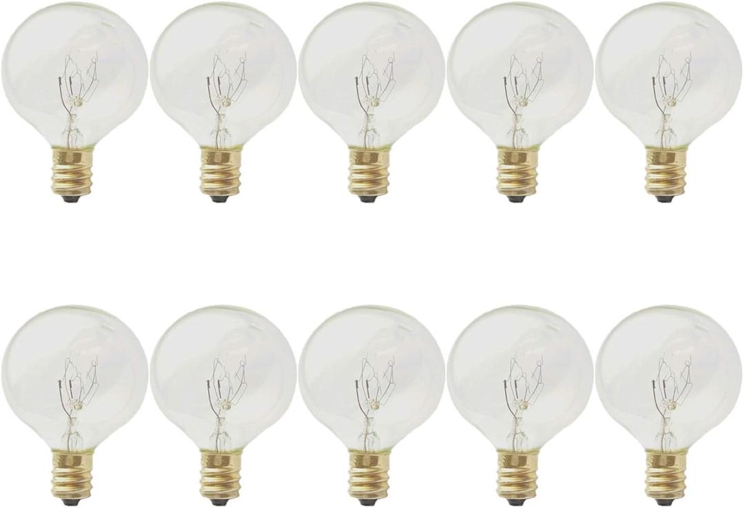 Lxcom Lighting G45 Globe Light Bulb 15 Watt Dimmable Round Bulbs Warm White 2700K E12 Candelabra Base Clear Glass Incandescent Light Bulbs for Decorative Light Salt Lamp, AC120V, 10 Pack