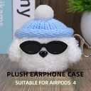 Plush Case Cover Compatible with Apple Airpods 4 Handmade Knitted Cartoon Creative Funny Cute Earbuds Headphone Cases (MJ-BG+Sky Blue,for Airpods 4)
