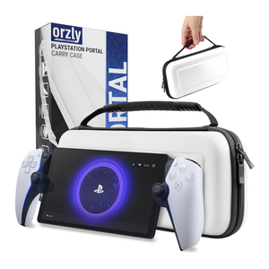 Carry Case designed for Playstation Portal remote player for PS5 Console holds accessories, Travel and Storage Protection for headset charger and more WHITE/BLACK - Easy Clean Case Gift box Edition