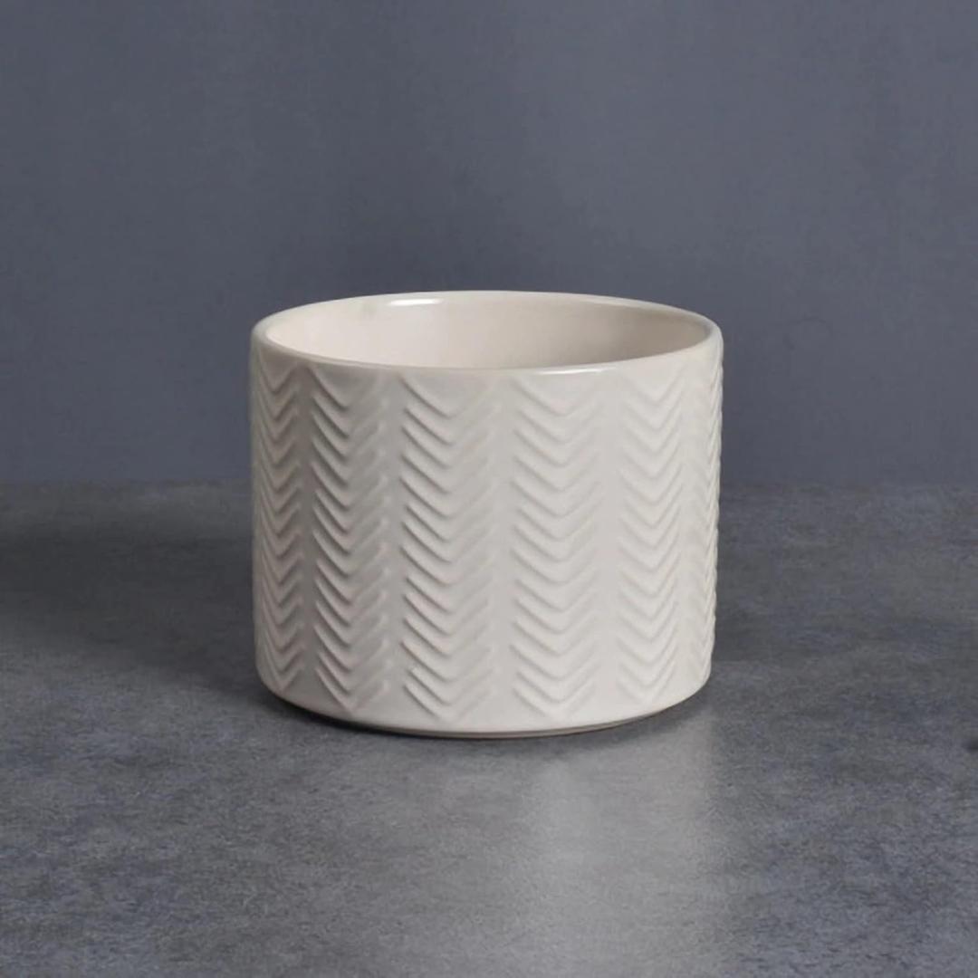 Ceramic Planter Flower Plant Pot-with Drain Hole-Modern Decorative for Indoor Planters(Honeycomb Column Pattern)