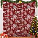 Moukeren 4 Pack Winter Foil Fringe Curtains 3.3 X 6.6 ft Winter Snowflake Foil Curtain Backdrop Wonderland Backdrop Streamers Photobooth Props for Christmas Holiday Party Decor (Blue,Tree)(Red,Snow)