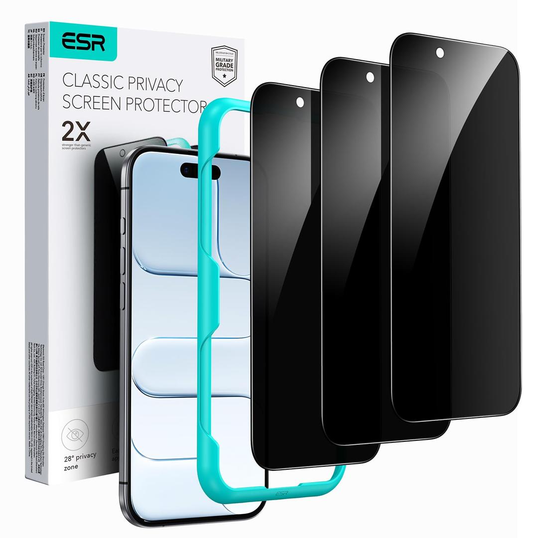 ESR 3 Pack for iPhone 14 Plus/13 Pro Max Privacy Screen Protector, Anti-spy Tempered-Glass Privacy Screen Protector, Micro-curved Edges, Case Friendly