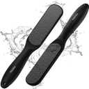 FERYES Dual-Sided Glass Foot File  Long Handle Foot Scrubber for Dead Skin, Cracked Heel Repair, Pedicure Tools for Callus Removal, Glass Pumice Stone Foot Scraper - Black