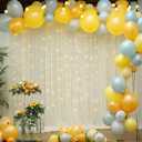 10x8ft Ivory Tulle Backdrop Curtain with Lights String for Parites, Sheer Backdrop Curtains for Wedding Baby Shower Birthday Party Photo Shoot Decorations