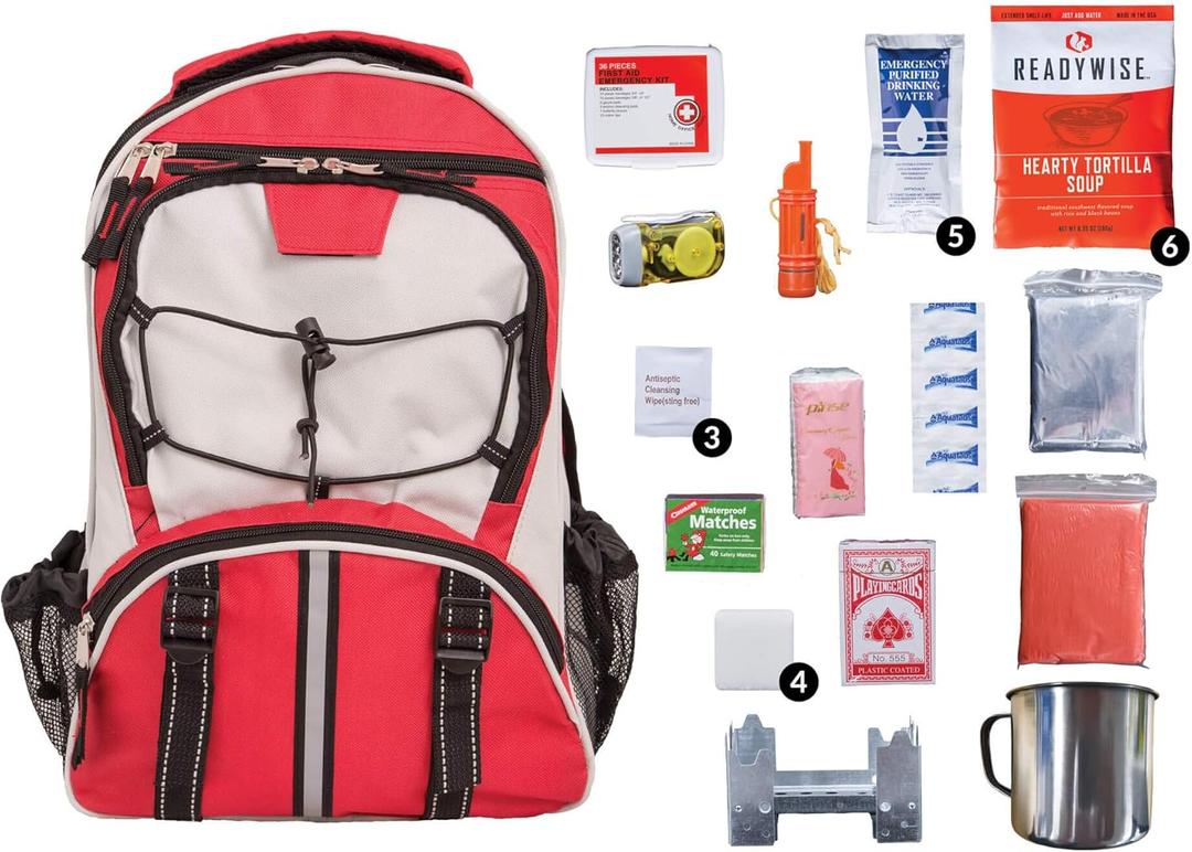Wise Company Survival Kit, Food and Emergency Supply Backpack, Red