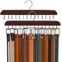 Belt Hanger for Closet, Sturdy Wood Belt Rack Closet Accessories with 14 Hooks Belt Organizer for Closet Organizers and Storage Max 42 Belts-Mahogany, 2 Pack