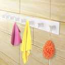 Coat Rack Wall Mount, White Coat Hooks Screw in, Stainless Steel Door Hooks for Hanging Hat Towels Clothes, Hook Rail with 8 Round Hangers (White, 8 Hooks)