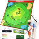 Golf Chipping Game Set : Portable 6-Angle Adjustable Practice Mat Set with 20 Sticky Balls for Indoor Outdoor Family Fun (Golf Club Not Included) (Green)
