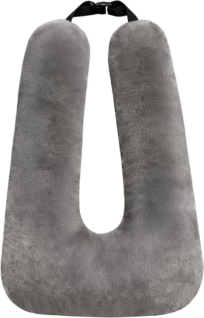 Car Pillow for Kids, Travel Pillow for Car, Car Sleeping Pillow for Kids and Adults with Adjustable Strap, Car Travel Essentials, Road Trip Pillow for Head and Neck Support,Grey, 18*28in
