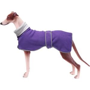 Geyecete Greyhound Cosy Fleece Jumper,Dog Winter Coat with Warm Fleece Lining,Outdoor Dog Apparel with Adjustable Bands-Purple-XL