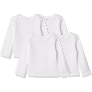 Hanes Baby Long Sleeve T-shirt, Ultimate Flexy Knit Tee for Boys & Girls, 4-Pack (White) 0-6 months