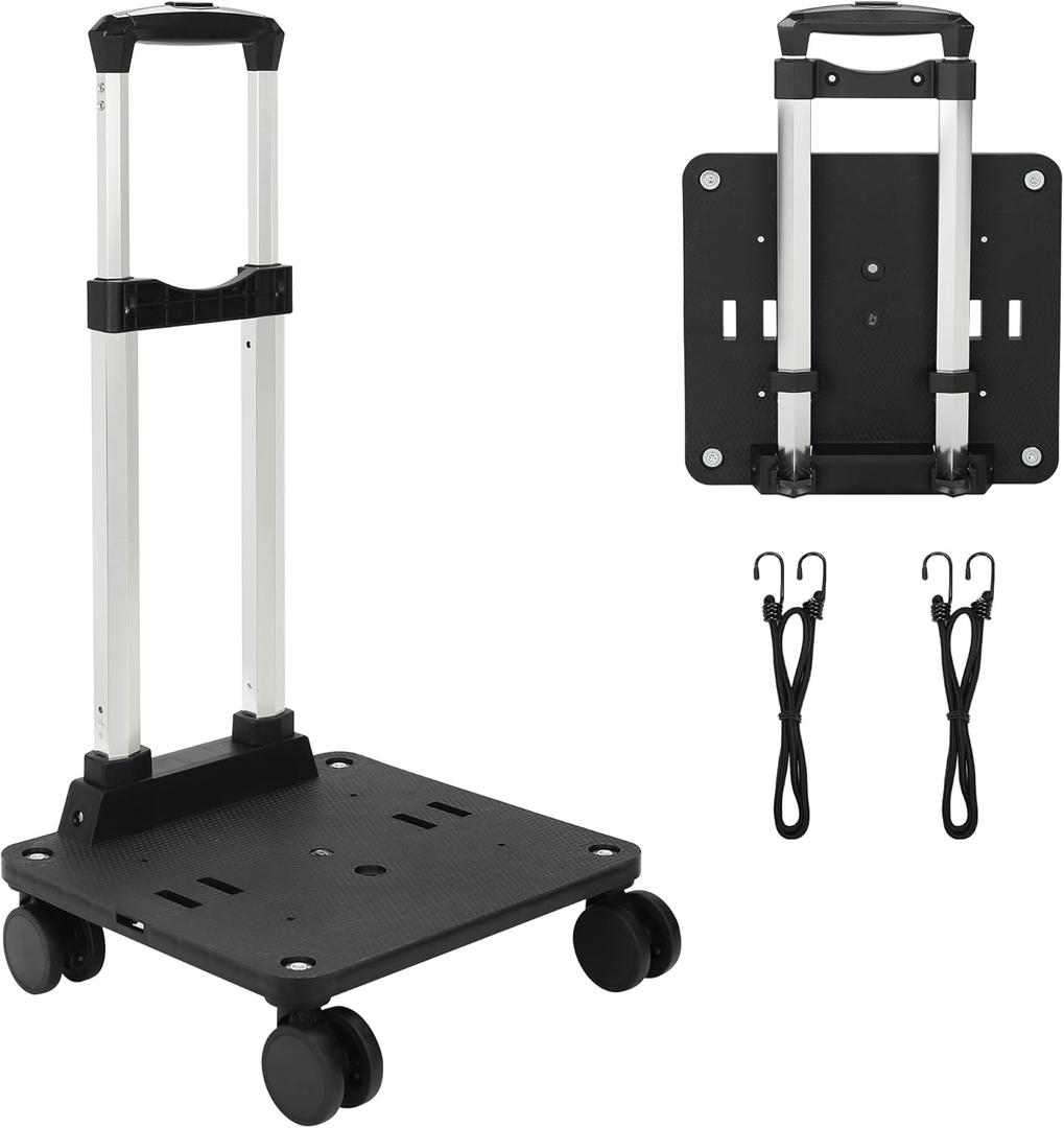 Relavel Folding Hand Truck, Lightweight Small Dolly Cart with 360 Spinner Wheels, Foladable Trolley Luggage Cart, Portable Collapsible Cart Suitable for Moving Extra Large Makeup Case Backpack
