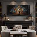 Large Framed Tree of Life Wall Art for Living Room, Modern Contemporary Tree Painting Prints Artwork for Walls, Dark Colorful Elegant Picture for Bedroom Kitchen Office Dining Room Wall Decor, 30x60