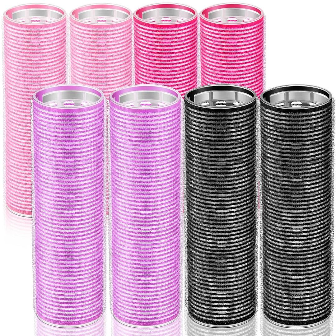 WILLBOND 8 Pcs Long Hair Rollers for Bangs Aluminum Core Curlers Thermal 4.1 x 1.2 Inch Self Grip Roller for Long and Medium Jumbo Hair Women Hairstyle (Colorful)