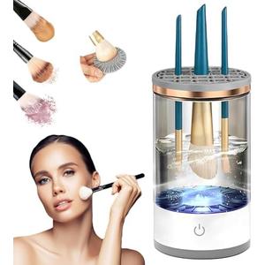 Electric Makeup Brush Cleaner - Effortless Cosmetic Brush Cleaner with Cleaning Mat,Quick and Efficient Machine for Deep Cleaning All Types of Makeup Brushes 2 Pcs