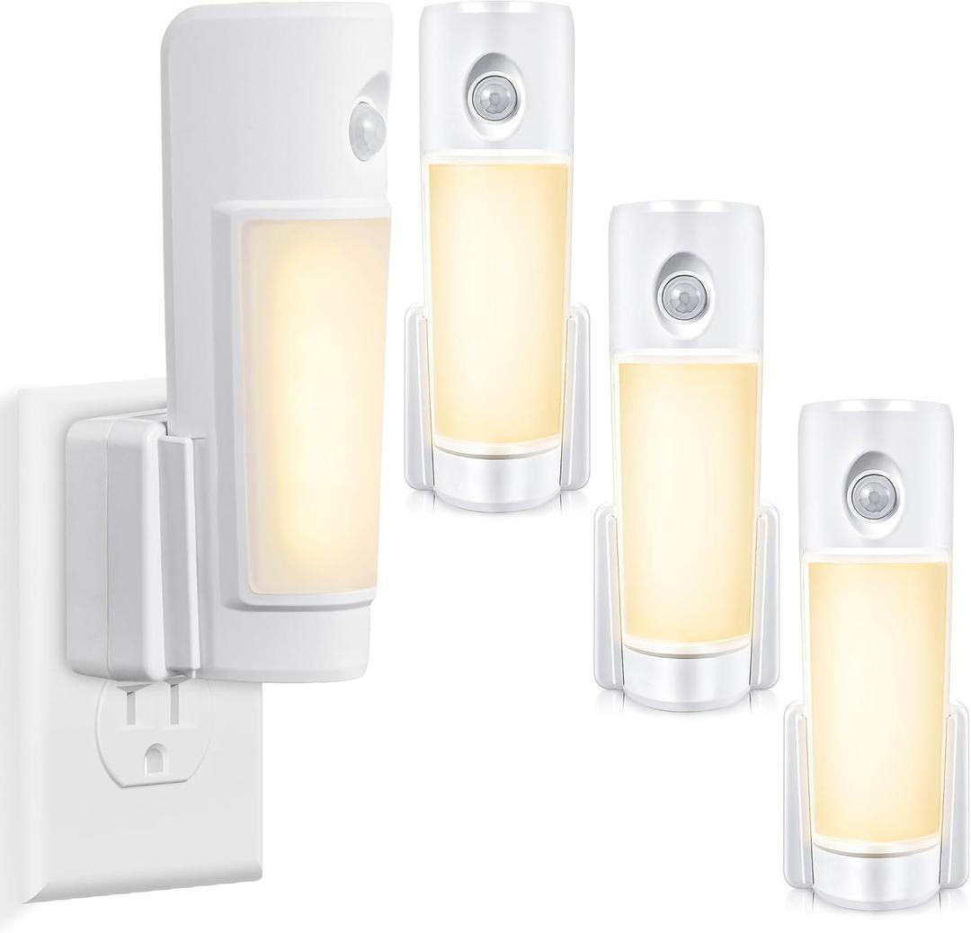 Enhon 3 Pack 4 in 1 Emergency Lights for Home Power Failure, Rechargeable LED Flashlight Plug in Wall, Automatic Turn On Power Outage Night Light with Motion Sensor for Hurricane Preparedness Items