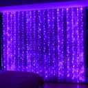 HXWEIYE 300LED Fairy Curtain Lights, 9.8x9.8Ft USB Plug-in 8 Modes Christmas String Hanging Lights with Remote for Bedroom Backdrop Wedding Party Indoor Wall Decor, Purple, Standard