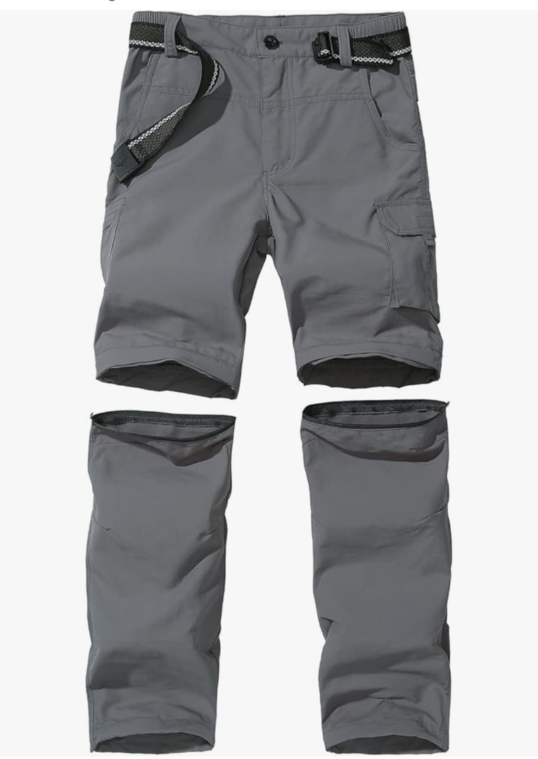 JOMLUN Boy’s Scout Pants Convertible Hiking Quick Dry Zip Off Pants Outdoor Climbing Casual Trouser Kids Youth Cargo Pants, Size XL