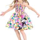 Disney Princess Frozen Elsa Minnie Stitch Toddler Girl Dress Bow Tie Straps Smocked Summer Outfit Birthday Party Clothes 4-5T