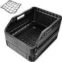MOSHAY Bike Bicycle Foldable Rear Basket - Patented Design Easy to Install Bike Storage Rear Basket with 32L Large Capacity - Premium Quality Durable Resistant to Heat & Corrosion, Black 