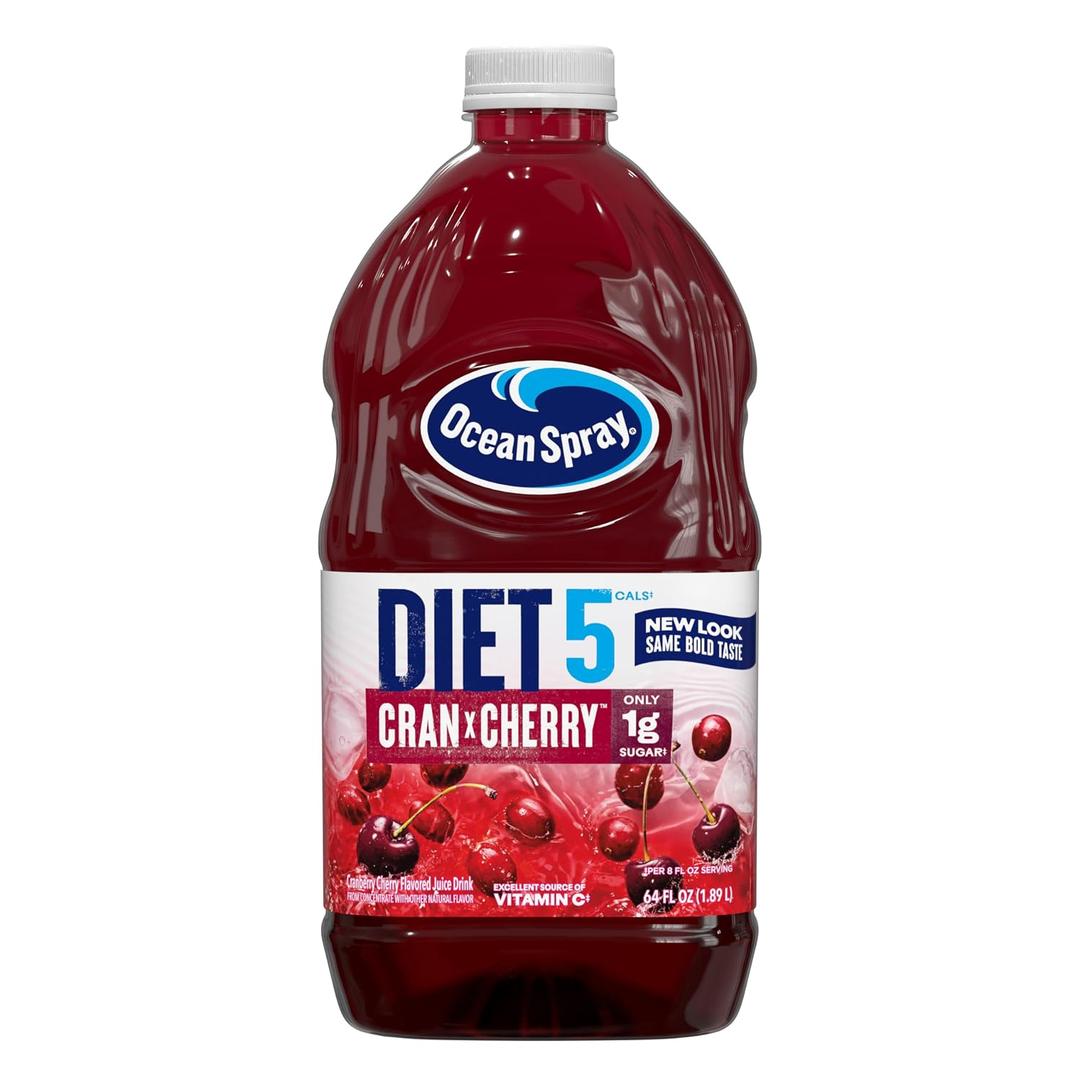 Ocean Spray Diet Cran-Cherry Juice Drink, 64 Ounce Bottles (Pack of 8) (EXP 10/18/26)