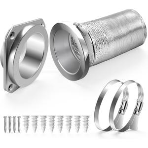 DVC-180 Magnetic Dryer Vent Connector Kit, Tight-Seal Dryer Vent Coupling Quick Connect, Includes 3.3ft 4" Flexible Aluminum Foil Duct & 2 Hand-Tighten Clamps, Space-Saving Clothes Dryer Parts