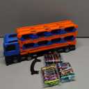 Car Truck Toys, 78-Inch Race Track Transport Truck Set with 24 Die-Cast Metal Cars, Foldable Carrier Toy for Kids 3-5, Christmas Birthday Gift for Toddlers ages 3 4 5 6 7+ Years Old Boys Girls