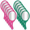 Domensi 12 Pcs Pink and Green Mirrors Witched Party Favor Vintage Embossed Handheld Oval Mirrors for Party Supplies Essentials