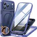 Miracase for iPhone 17 Pro Max Case 6.9" Full-Body Phone Case with Built-in Glass Screen Protector& Full Camera Protector,[Magnetic with MagSafe] Drop Proof 17 ProMax Cover, Clear Blue