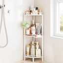 ELYKEN Corner Shower Caddy Standing, 3 Tier Rustproof Metal Shower Organizer with Soap Holder, Floor Shower Corner Shelf Rack Storage Stands with Adjustable Feet & 2 Hooks for Bathroom, White