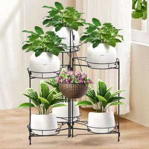Heavy Duty Metal Plant Stand, Indoor Outdoor Plant Shelf & Rack - 6 Tiers 7 Pots, Plant Holder for Plants/Flowers/Planters, for Living Room Home Corner Patio & Garden