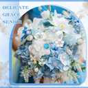 Giegxin 48 Pcs Rhinestone Buttons for Crafts Faux Pearl Embellishments Button Butterfly Flower Vintage Brooch for Wedding Decorations Jewelry Making DIY Clothes Bags Shoes Supplies(Blue)