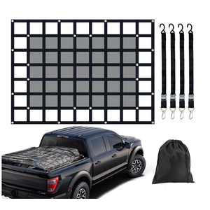 Heavy Duty Truck Cargo Net with Mesh, 72in x 57 in, 1300LBS Capacity, Adjustable Straps with Cam Buckles & S-Hooks for Trailer, Pickup, Jeep, SUV