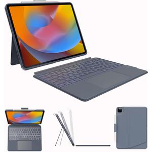 Case with Keyboard for iPad Pro 12.9-inch (6th, 5th, 4th Gen), iPad Air 13(M3 2025 / M2 2024): Bluetooth Wireless Detachable Magnetic Stand Rechargeable Keyboard with Removable Cover/ Trackpad(Grey)