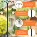 SINLEY Double Shepherds Hook for Outdoor with 5 Prong Base Heavy Duty Two Sided Bird Feeder Pole for Hanging Lantern,Hummingbird Feeder,Lightweight Plant,Shepherds Hook (3 Pack 90 inch)
