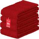 DecorRack 100% Cotton Kitchen Towels, 15" x 25" Absorbent Dish Towels [Premium Quality 400 GSM] Red (Pack of 4)