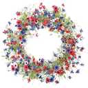 Patriotic Wreath, 4th of July Wreaths, with American Flag Bow, Red White Blue Floral Decorative Door Wreath (1, 18inch) Memorial Wreaths